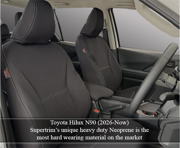 Toyota Hilux 9th Gen N90 Seat Covers SR5/SR5+/Rogue/Rugged X (2026 - Now) - Rear - Premium Neoprene - Front (Full-length map pockets) - Premium Neoprene