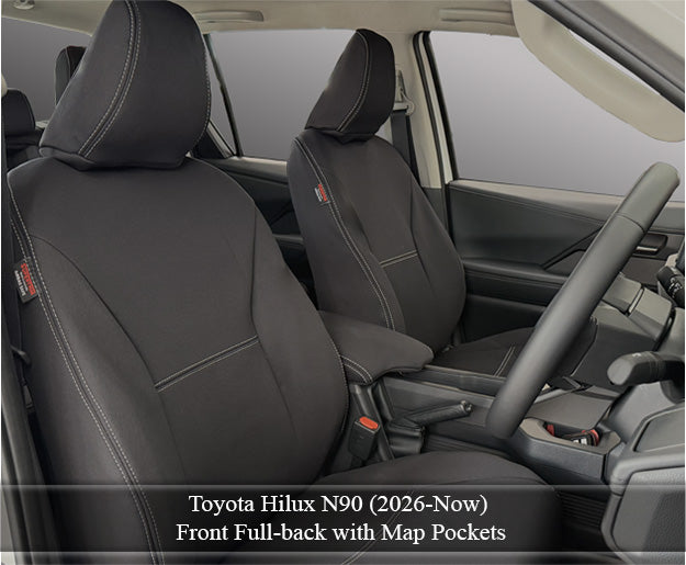 Toyota Hilux 9th Gen N90 Seat Covers SR (2026 - Now) - Front (Full-length map pockets) - Premium Neoprene