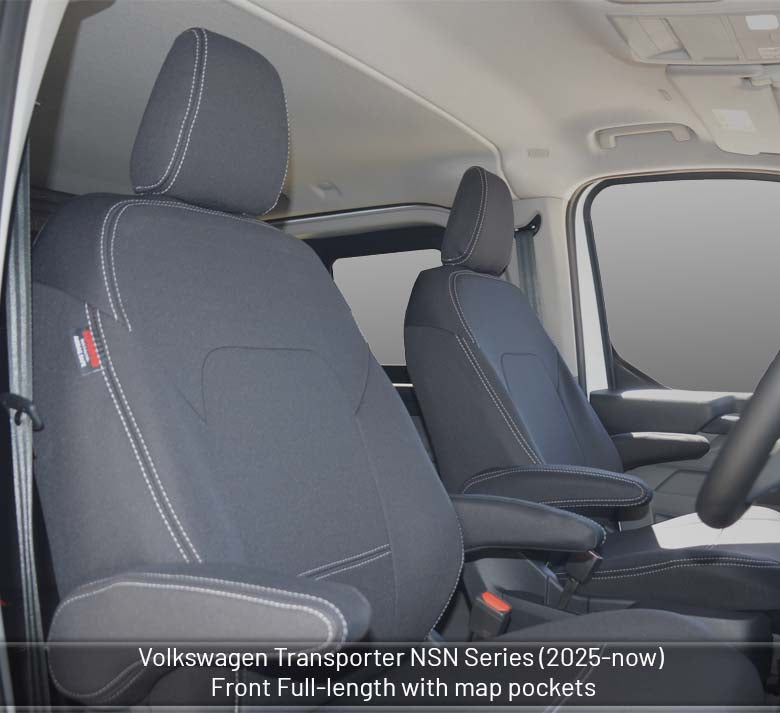 Volkswagen Transporter Sport Seat Covers NSN Series (2025-Now) - Front Bucket Seat (Full-length map pockets) - Premium Neoprene