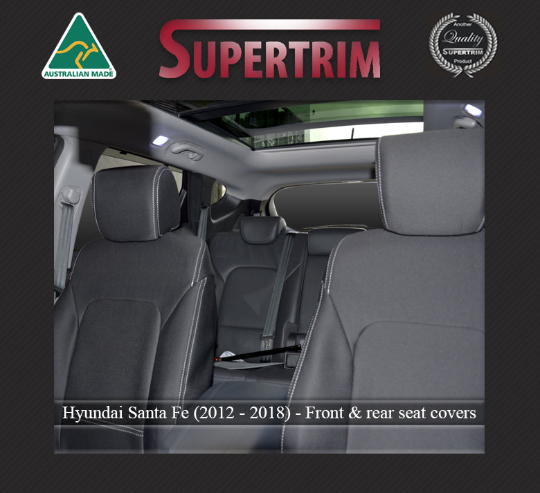 Hyundai Santa Fe Seat Covers DM Series (2012-2018) - Front Full-length With Map Pockets and Rear Bundle - Premium Neoprene