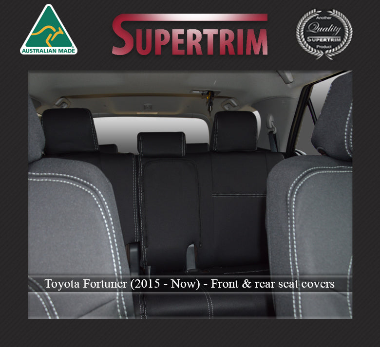 Toyota Fortuner Seat Covers AN160 (Oct 2015 - Now) - Standard Front and Console lid cover - Premium Neoprene