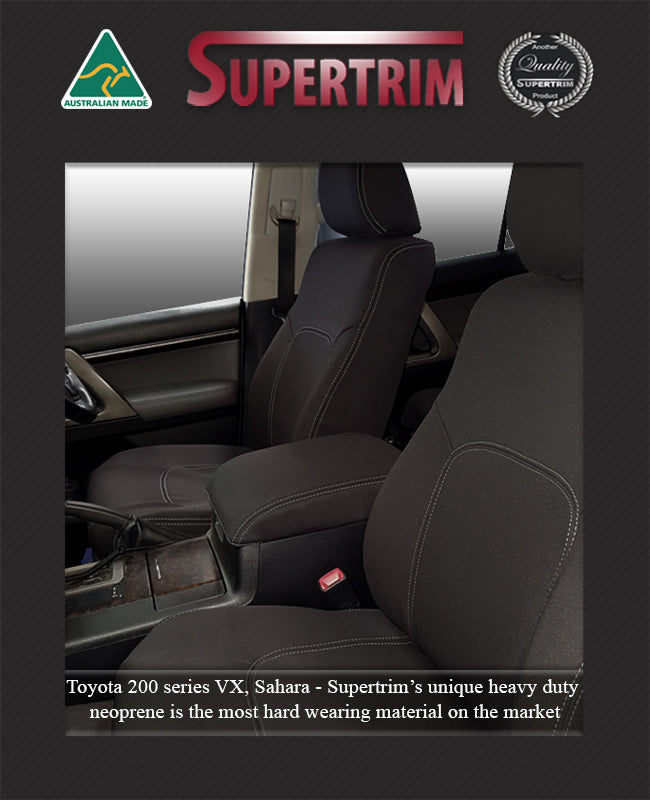 Toyota Landcruiser 200 Seat Covers (Nov07 - Sept 15) Sahara, Altitude & VX - Front (Full-length map pockets) - Premium Neoprene