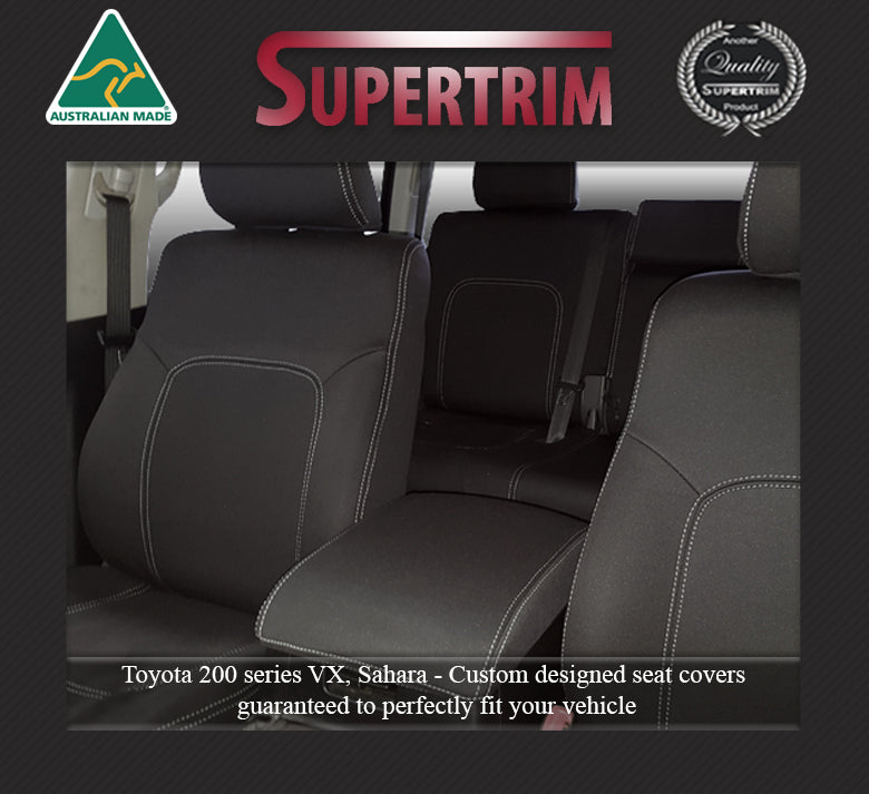 Toyota Landcruiser 200 Seat Covers  (Nov07 - Sept 15) Sahara, Altitude & VX - Front Full-length With Map Pockets and Middle Row Bundle - Premium Neoprene