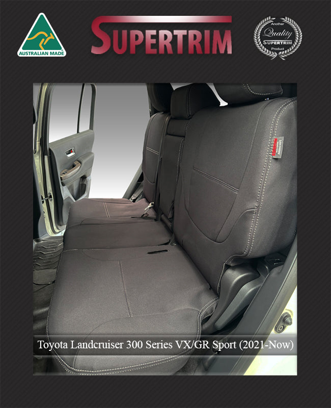 Toyota Landcruiser 300 Seat Covers VX & GR Sport 2026 (2021-Now) - Front (Full-length map pockets) - Premium Neoprene