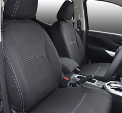 Seat Covers Front pair With Full-back & Map Pockets Snug Fit for Nissan Navara NP300 (May 2015 - Now) Premium Neoprene (Automotive-Grade) 100% Waterproof