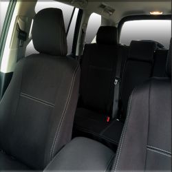 Seat Covers FRONT Pair FULL-BACK + MAP POCKETS & REAR FULL-BACK (with Armrest Cover) Custom Fit Toyota Prado 150 series (Nov09 - Now), Charcoal black, Premium Neoprene, 100% Waterproof