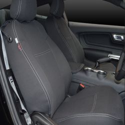 Ford Mustang Hardtop (2015-NOW), FRONT Full-Back Seat Covers with Map Pockets, Snug Fit, Premium Neoprene (Automotive-Grade) 100% Waterproof