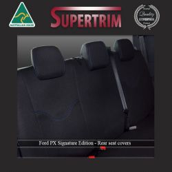 Ford Ranger PX MK.I (July 2011 - Aug 2015) REAR Dual Cab Seat Covers, Signature Edition, Snug Fit, Premium Neoprene (Automotive-Grade) 100% Waterproof