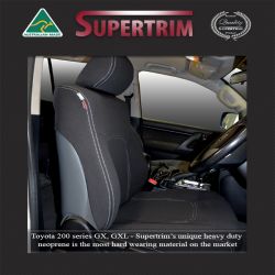 Seat Covers FRONT PAIR + CONSOLE LID COVER Snug Fit For (Nov07 - Now) Landcruiser J200 (200 Series) - GX & GXL, Heavy Duty Neoprene (Automotive-Grade) 100% Waterproof