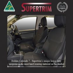 FRONT PAIR Seat covers + Console Lid Custom Fit Holden Colorado 7 RG (Dec 2012 - Now), Premium Neoprene (Automotive-Grade) 100% Waterproof | Supertrim