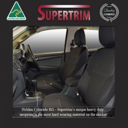 FRONT Seat Covers + CONSOLE LID Cover Custom Fit Holden Colorado RG (Apr 2012 - Now) , Premium Neoprene (Automotive-Grade) 100% Waterproof| Supertrim