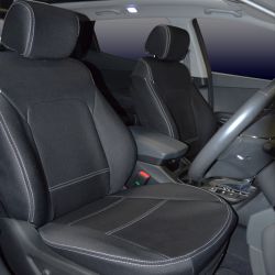 Seat Covers FRONT Pair With Full-Length & Map Pockets Snug Fit For Hyundai Santa Fe DM Series (2012 - 2018), Premium Neoprene (Automotive-Grade) 100% Waterproof