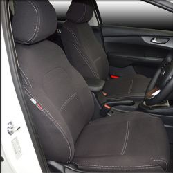 Kia Cerato Hatch (2018-NOW) FRONT Full-Back Seat Covers with Map Pockets & REAR Seat Covers, Snug Fit, Premium Neoprene (Automotive-Grade) 100% Waterproof