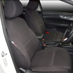 Kia Cerato Hatch (2018-NOW), FRONT Full-Back Seat Covers with Map Pockets, Snug Fit, Premium Neoprene (Automotive-Grade) 100% Waterproof