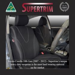FRONT Full-Back Seat Covers with Map Pockets Custom Fit Toyota Corolla Hatch or Sedan E150 (2007-2012) , Premium Neoprene (Automotive-Grade) 100% Waterproof