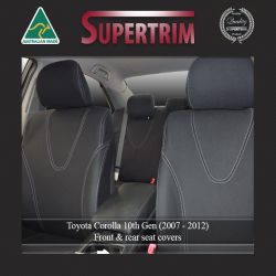FRONT + REAR Seat Covers  Custom Fit Toyota Corolla Hatch or Sedan E150 (2007-2012) , Premium Neoprene (Automotive-Grade) 100% Waterproof