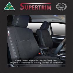 Seat Covers FRONT PAIR + CONSOLE LID COVER suitable for Toyota Hilux Snug fit, Charcoal black, 100% Waterproof HEAVY DUTY Neoprene (Wetsuit), UV Treated