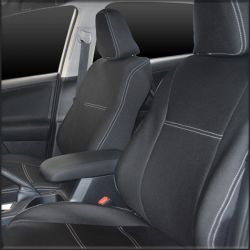 Seat Covers Front Pair Full-back With Map Pockets & Rear Full Back With Armrest Zip Custom Fit Toyota Rav4 XA40 (2013 - 2018), Premium Neoprene (Automotive-Grade) 100% Waterproof