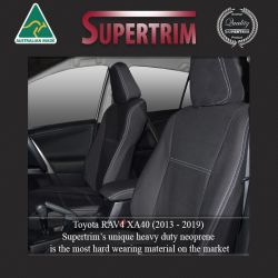 Seat Covers FRONT Pair + CONSOLE Lid Cover Custom Fit Toyota Rav4 XA40 (2013 - 2018), Premium Neoprene (Automotive-Grade) 100% Waterproof