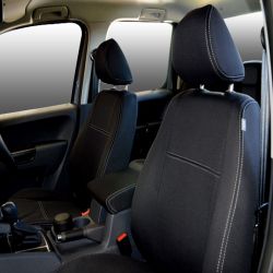 Seat Covers FRONT Full-back + Map Pockets Custom Fit Volkswagen Amarok (Feb 2011 - 2022), Heavy Neoprene (Automotive-Grade) 100% Waterproof