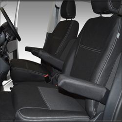 FRONT Seat Covers (2 Bucket) & REAR Full-length Cover Custom Fit Volkswagen Transporter T6 (2015 - Now) , Heavy Duty Neoprene, Waterproof | Supertrim 
