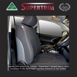 Seat Covers FRONT PAIR + CONSOLE LID COVER  Custom Fit Landcruiser  200 Series (Nov07 - Sept 15) - Sahara, Altitude & VX, Heavy Duty Neoprene (Automotive-Grade) 100% Waterproof