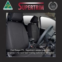 Ford Ranger PX MK.II, III (Sept 2015-18), PU 2019 FRONT Full-Back Seat Covers with Map Pockets, Snug Fit, Premium Neoprene (Automotive-Grade) 100% Waterproof