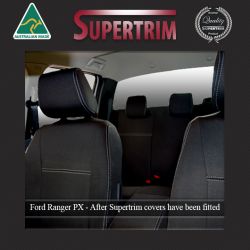 Ford Ranger PX MK.II, III (Sept 2015-18), PU 2019 FRONT + REAR Seat Covers With Armrest Access, Snug Fit, Premium Neoprene (Automotive-Grade) 100% Waterproof