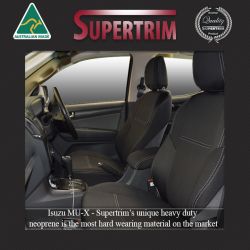 FRONT PAIR + Console Lid Cover Custom Fit Isuzu MU-X (Nov 2013 - Now), Premium Neoprene (Automotive-Grade) 100% Waterproof | Supertrim