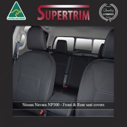FRONT Seat Covers & REAR Cover Custom Fit Nissan Navara NP 300 (2015-Now), Heavy Duty Neoprene, Waterproof | Supertrim 