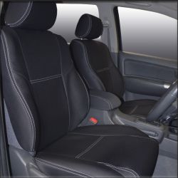 Seat Covers Front 2 Bucket Seats With Side Airbags + Console Lid Cover, Snug Fit For Hilux MK.7 (Aug 2009 - Aug 2015) Premium Neoprene (Automotive-Grade) 100% Waterproof